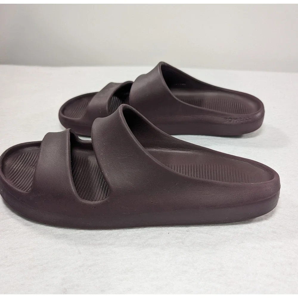 Bombas Friday Slides Mens 12 Plum Burgundy Two Strap Foam Sandals Comfort Shoes
